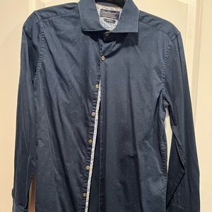 Denim and flower button down small slim fit